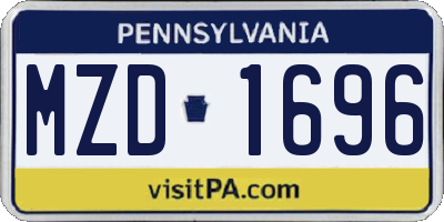 PA license plate MZD1696