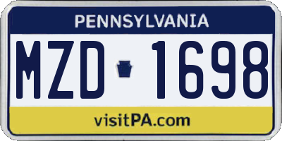 PA license plate MZD1698