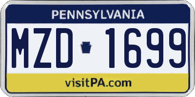PA license plate MZD1699