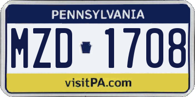 PA license plate MZD1708