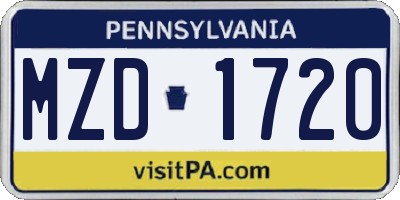 PA license plate MZD1720