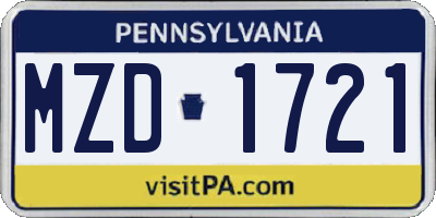PA license plate MZD1721