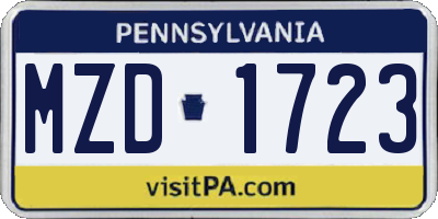PA license plate MZD1723