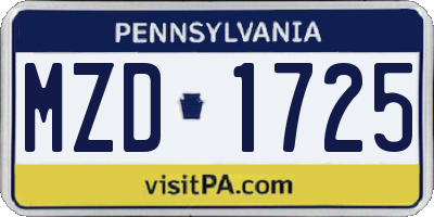 PA license plate MZD1725