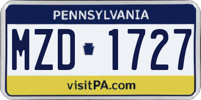 PA license plate MZD1727