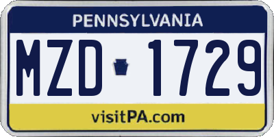 PA license plate MZD1729