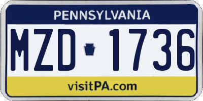PA license plate MZD1736