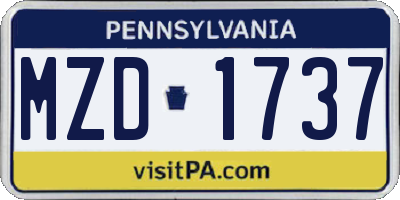 PA license plate MZD1737