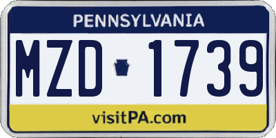 PA license plate MZD1739