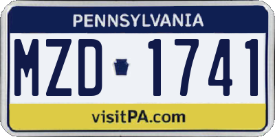 PA license plate MZD1741