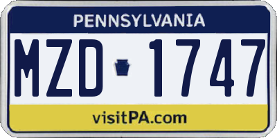 PA license plate MZD1747