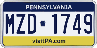 PA license plate MZD1749