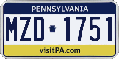 PA license plate MZD1751