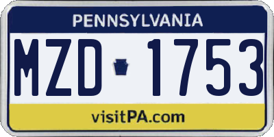 PA license plate MZD1753