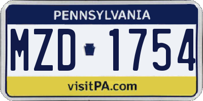 PA license plate MZD1754