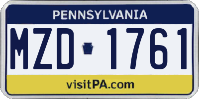 PA license plate MZD1761