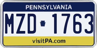 PA license plate MZD1763