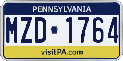 PA license plate MZD1764