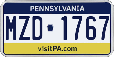PA license plate MZD1767