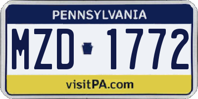 PA license plate MZD1772