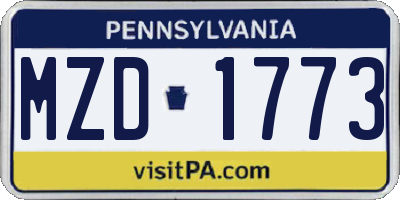 PA license plate MZD1773