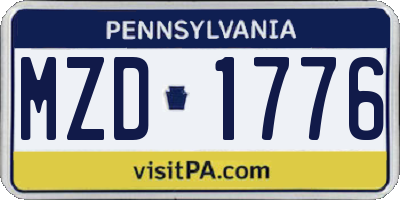 PA license plate MZD1776