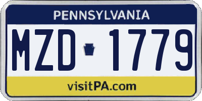 PA license plate MZD1779