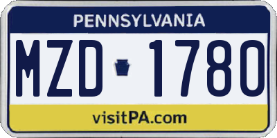 PA license plate MZD1780