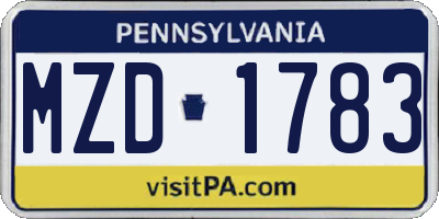 PA license plate MZD1783