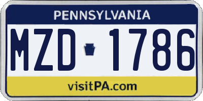 PA license plate MZD1786