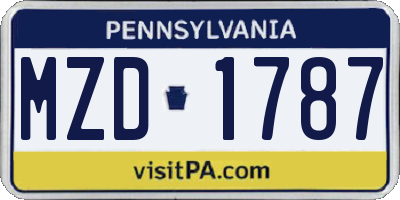 PA license plate MZD1787