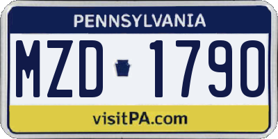 PA license plate MZD1790