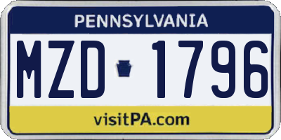 PA license plate MZD1796