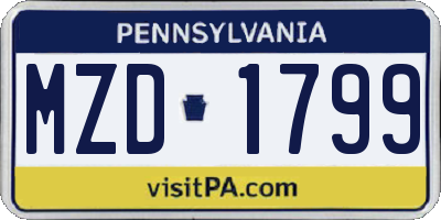 PA license plate MZD1799