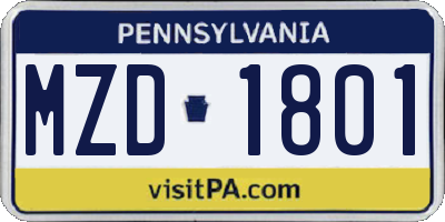PA license plate MZD1801