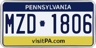 PA license plate MZD1806
