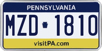 PA license plate MZD1810