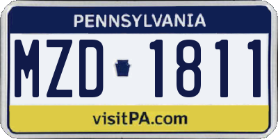PA license plate MZD1811