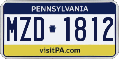 PA license plate MZD1812