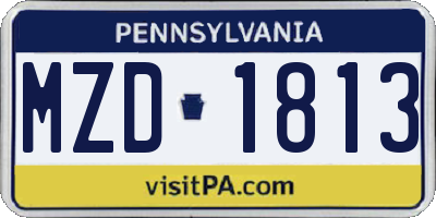 PA license plate MZD1813