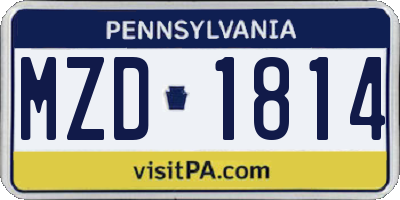 PA license plate MZD1814