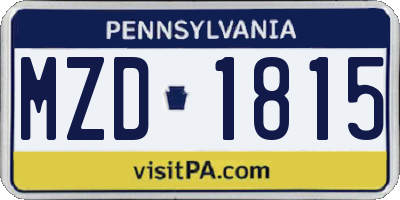PA license plate MZD1815