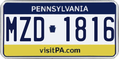 PA license plate MZD1816