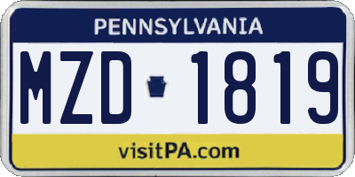 PA license plate MZD1819