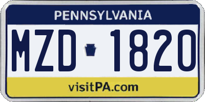 PA license plate MZD1820