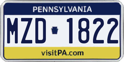 PA license plate MZD1822