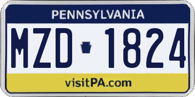 PA license plate MZD1824