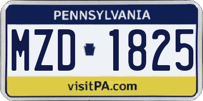 PA license plate MZD1825