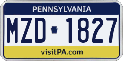 PA license plate MZD1827