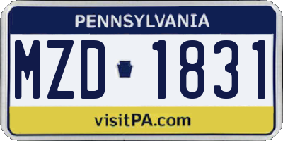 PA license plate MZD1831